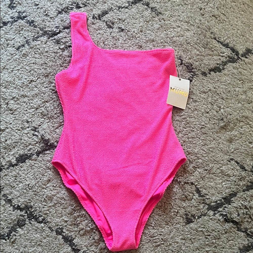 Show Me Your MuMu Pink One-Shoulder One Piece